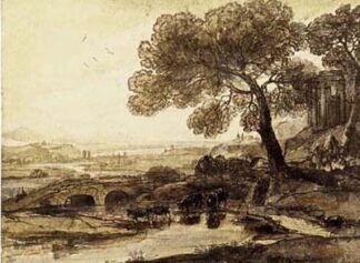 Sepia Landscape with Bridge