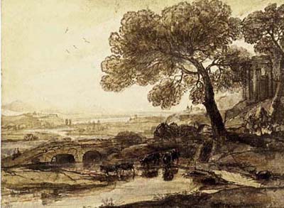 Sepia Landscape with Bridge