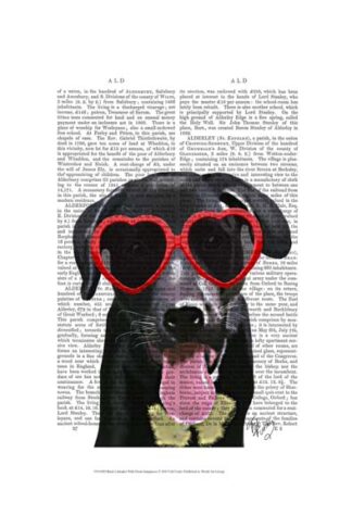 Black Labrador With Heart Sunglasses