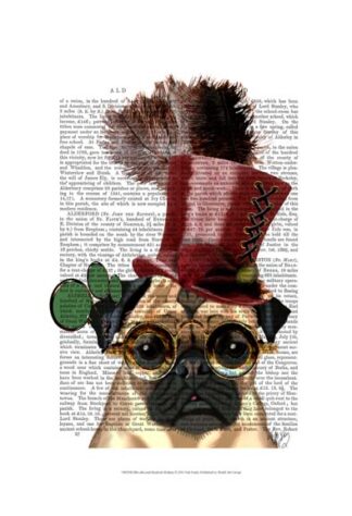 Pug with Steampunk Style Top Hat