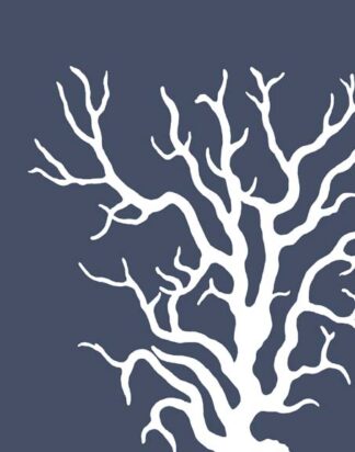Corals White on Indigo Blue a