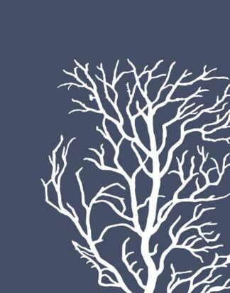 Corals White on Indigo Blue c