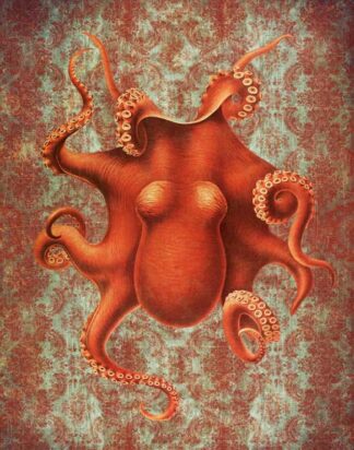 Octopus 4 Red Damask