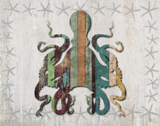 Distressed Wood Style Octopus 1