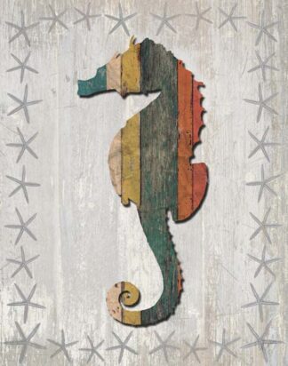 Distressed Wood Style Seahorse 1