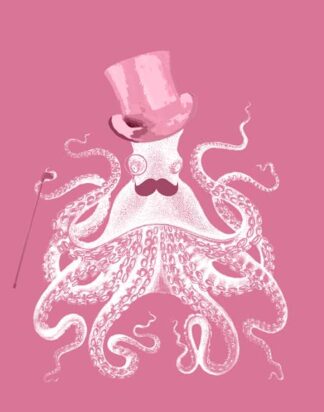 Octopus White on Pink a