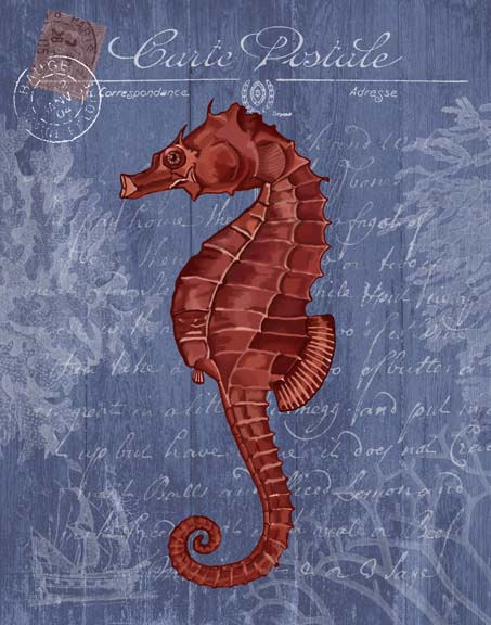 Seaside Postcard Red on Blue b