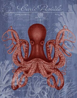 Seaside Postcard Red on Blue c