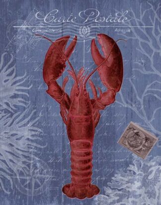 Seaside Postcard Red on Blue d