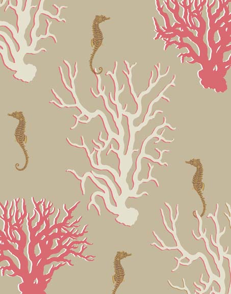 Coral and Seahorse in Beige
