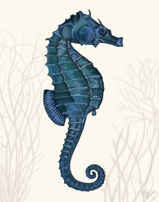 Blue Seahorses on Cream a