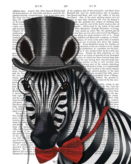 Zebra with Top Hat and Bow Tie 1, Sideways