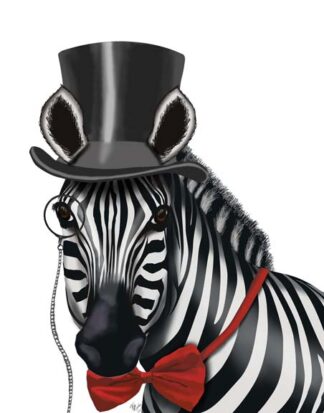 Zebra with Top Hat and Bow Tie 1, Sideways