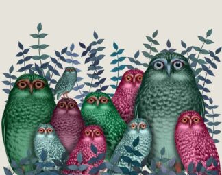 Electric Owls, Pink and Green
