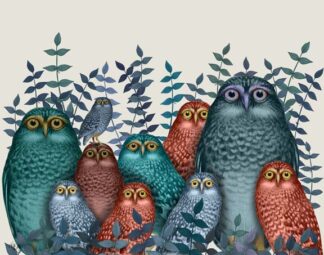 Electric Owls, Blue and Orange