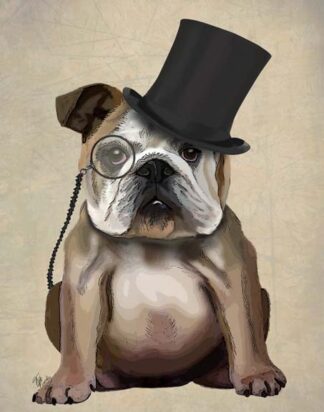 English Bulldog, Formal Hound and Hat
