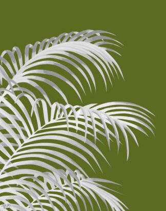 Palm Leaf 1, White On Green
