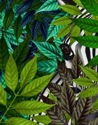 Zebra in Green Leaves
