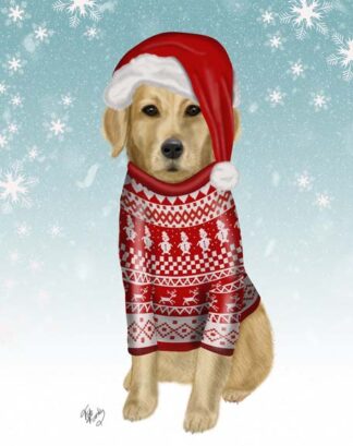 Golden Retriever in Christmas Sweater
