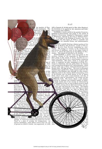 German Shepherd on Bicycle
