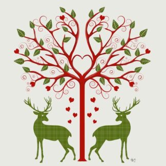 Christmas Des - Deer and Heart Tree, On Cream