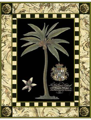 Bordered Palms on Black I