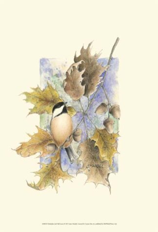 Chickadee and Oak Leaves