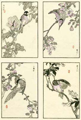 Woodblock Oriental Birds