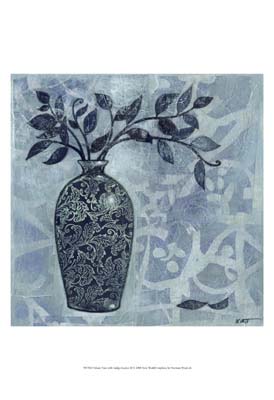 Ornate Vase with Indigo Leaves II