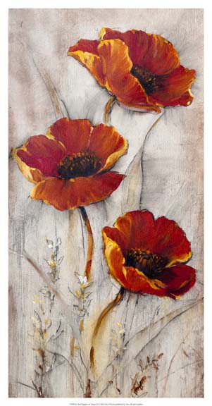 Red Poppies on Taupe II