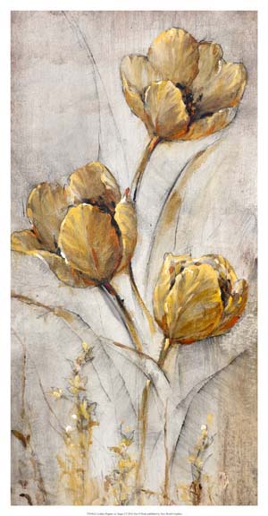Golden Poppies on Taupe I