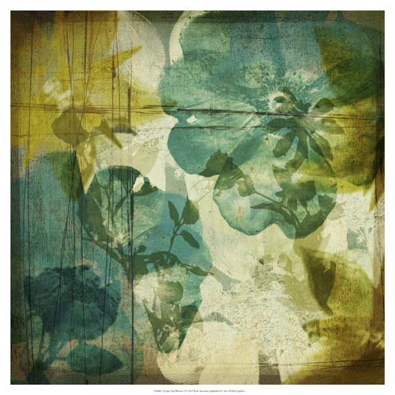 Vintage Teal Blooms I