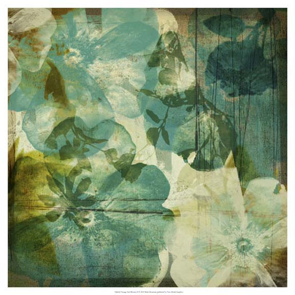 Vintage Teal Blooms II
