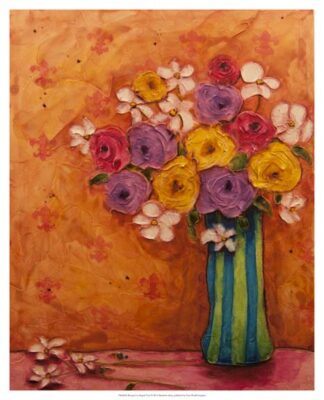 Bouquet in Striped Vase