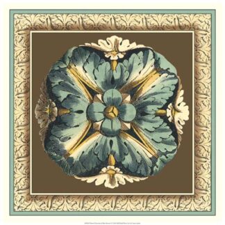 Printed Chocolate & Blue Rosette I