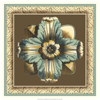 Printed Chocolate & Blue Rosette II