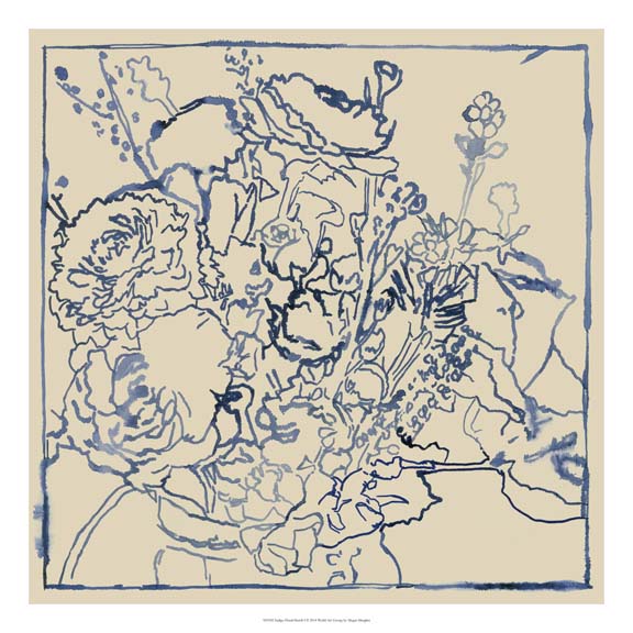 Indigo Floral Sketch I