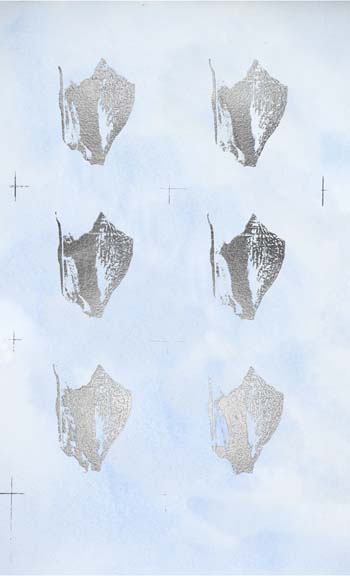 6-Up Silver Foil Shell III on Blue Wash III