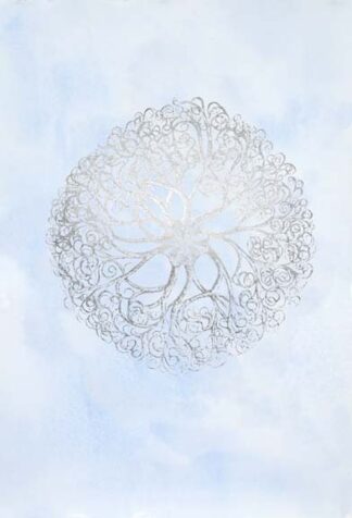 Silver Foil Ocean Gems I on Blue Wash