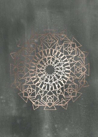 Rose Gold Foil Mandala I on Black Wash