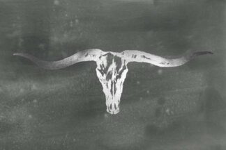 Silver Foil Longhorn on Black Wash