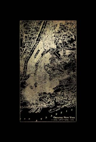 Gold Foil City Map New York on Black