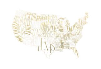 Gold Foil USA Map