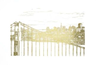 Gold Foil Skyline Sketch