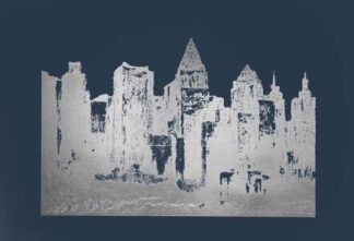 Silver Foil Skyline on Cobalt