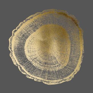 Gold Foil Tree Ring I on Dark Grey