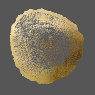 Gold Foil Tree Ring IV on Dark Grey