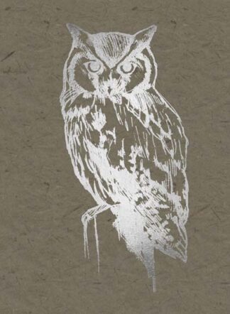 Silver Foil Owl I on Banana Clay