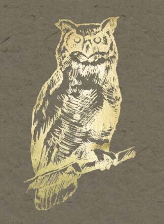 Gold Foil Owl II on Banana Clay